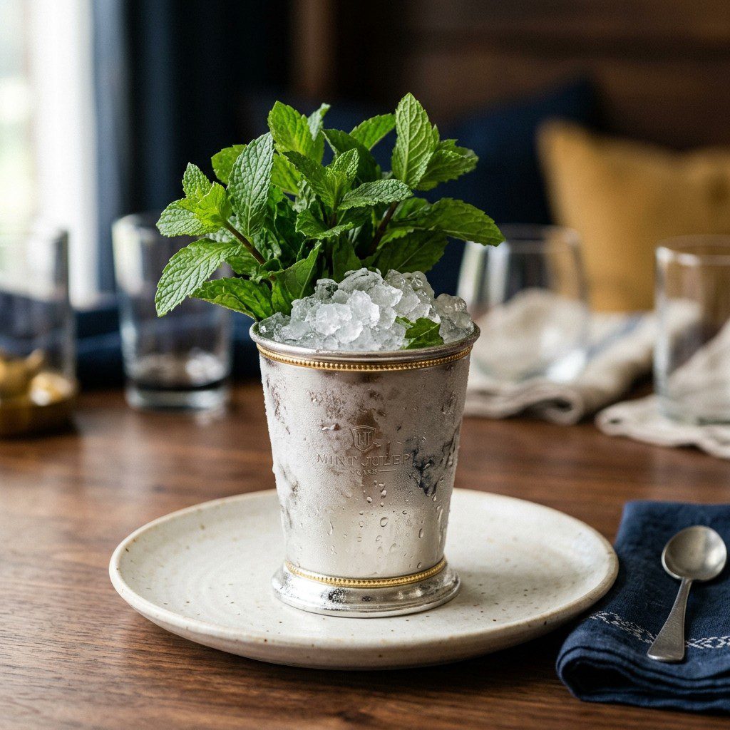 Stunning plated serving of Kentucky Derby Signature Mint Juleps, a chef-tested recipe by Chef Jorj Morgan.