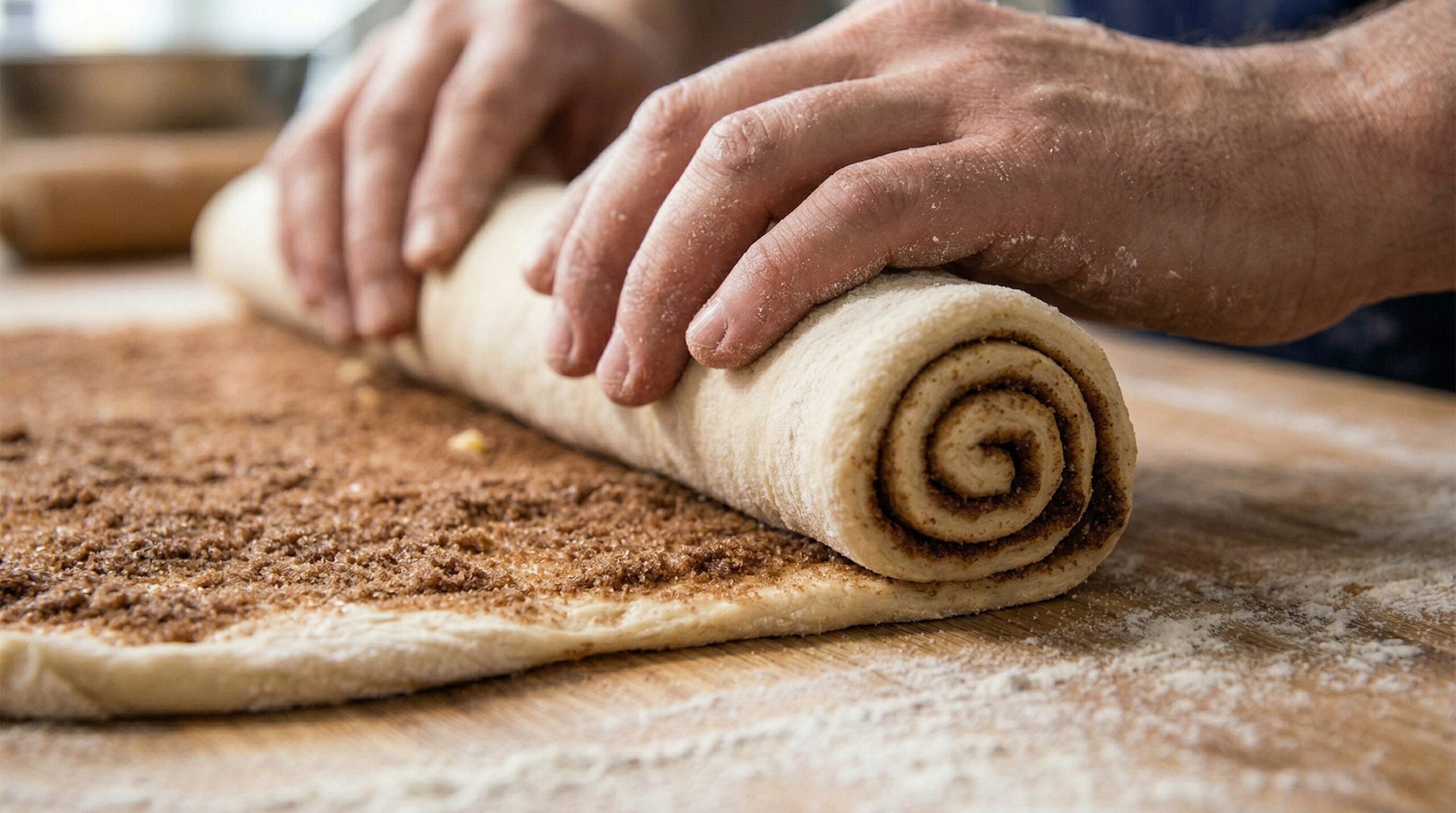 Cinnamon Rolls with Vanilla Glaze being prepared