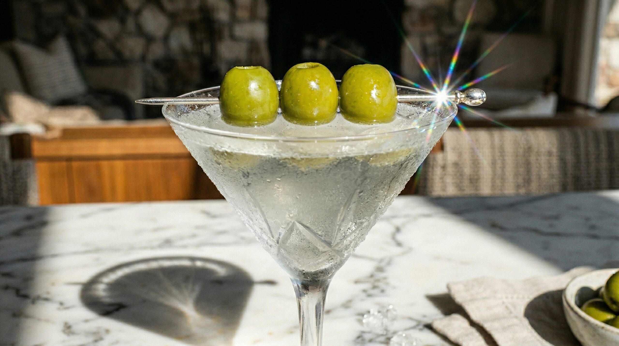 Stunning plated serving of Classic Dirty Martini, a chef-tested recipe by Chef Jorj Morgan.