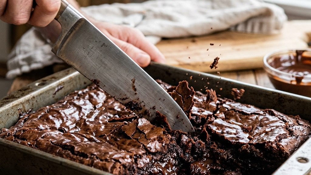 Fudgy Crema Dark Chocolate Brownies being prepared
