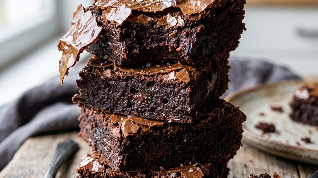 Stunning plated serving of Fudgy Crema Dark Chocolate Brownies, a chef-tested recipe by Chef Jorj Morgan.