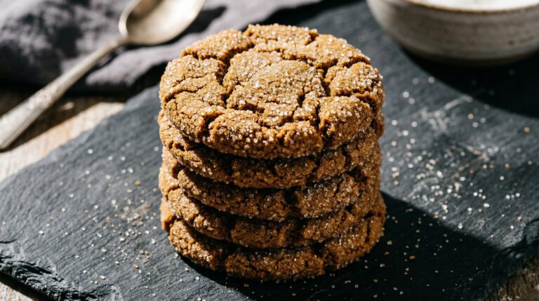 Stunning plated serving of Ginger Cookies, a chef-tested recipe by Chef Jorj Morgan.