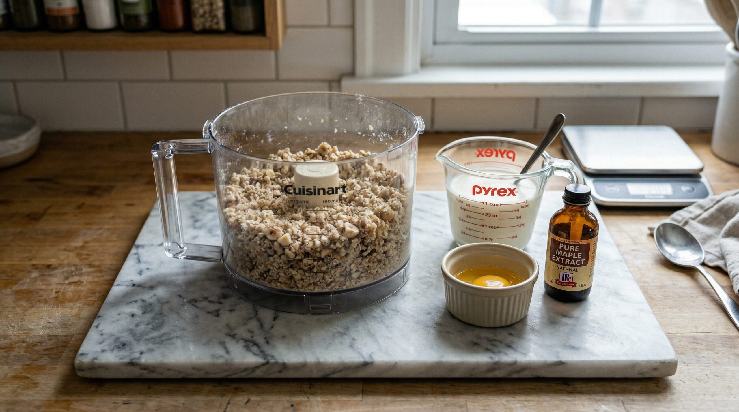 Ingredients for Maple Hazelnut Scones arranged for preparation