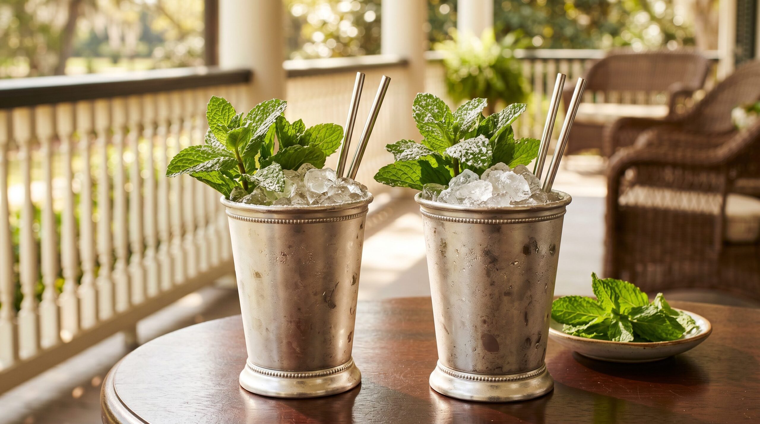 Stunning plated serving of Kentucky Derby Signature Mint Juleps, a chef-tested recipe by Chef Jorj Morgan.