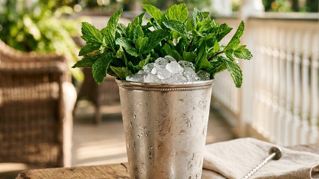 Stunning plated serving of Kentucky Derby Signature Mint Juleps, a chef-tested recipe by Chef Jorj Morgan.