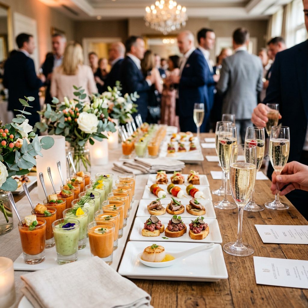 Gourmet food appetizers at tasting table