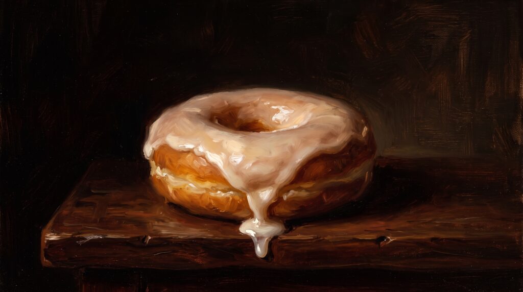 A child cutting rings out of soft biscuit dough on a flour-dusted kitchen counter to make quick homemade doughnuts.