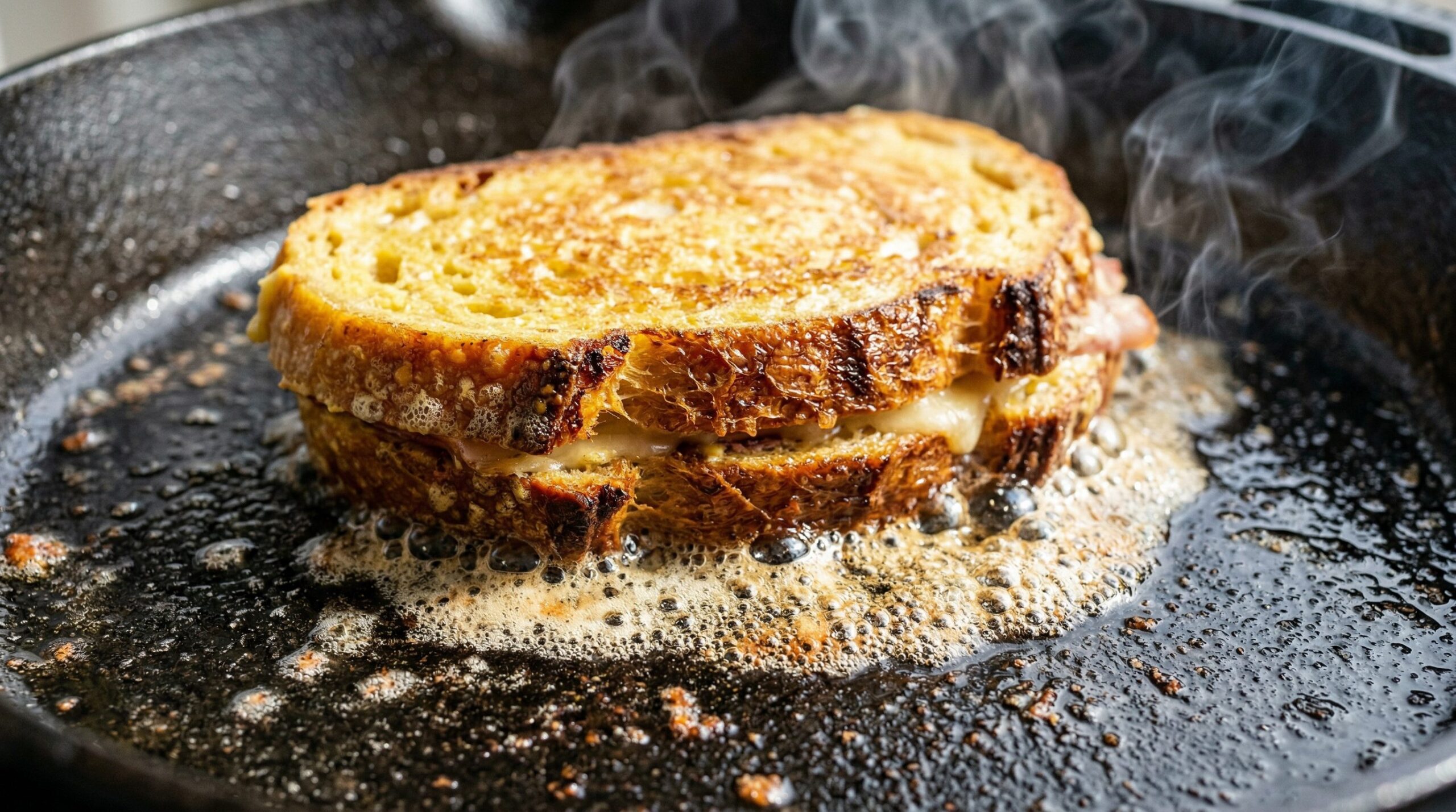 Turkey and Cranberry Monte Cristo Sandwich being prepared