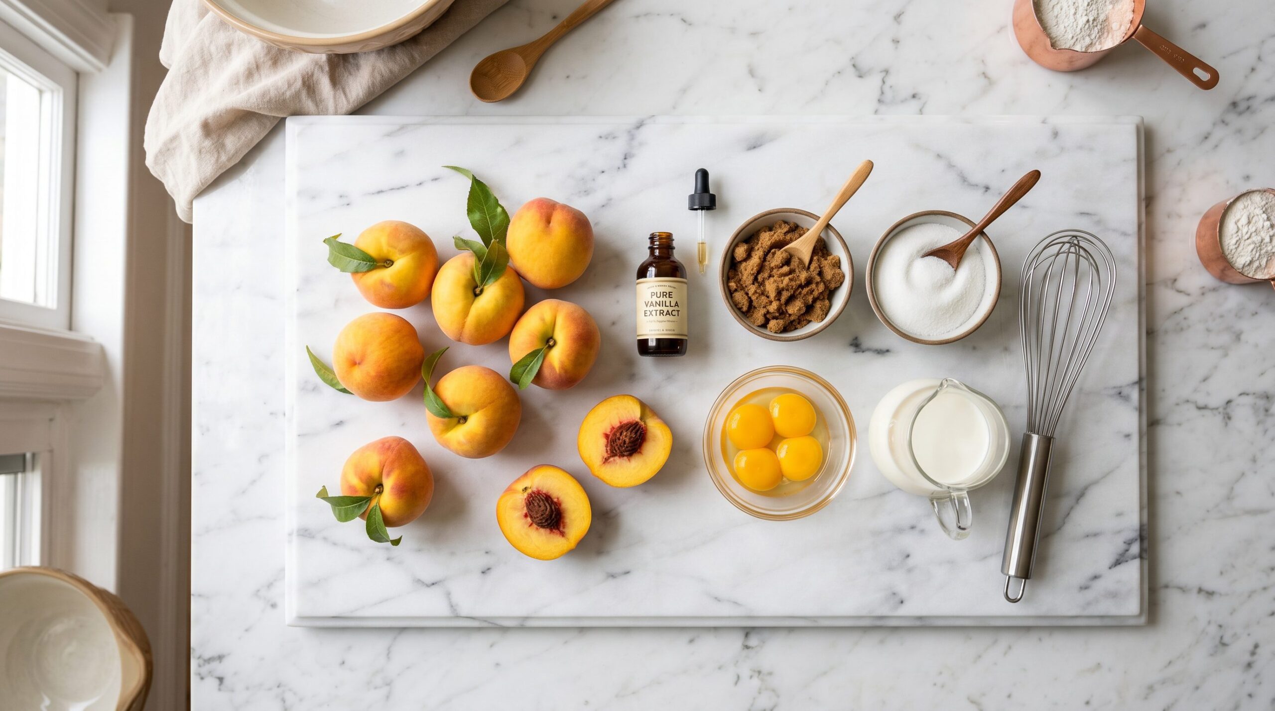 Roasted Peach Caramel Ice Cream being prepared