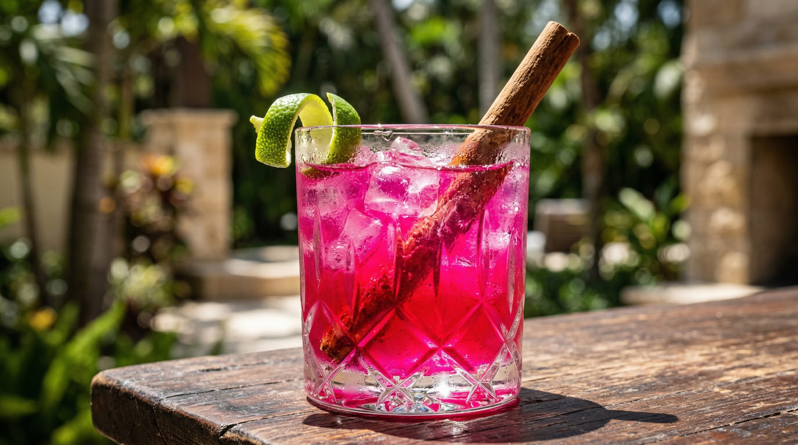 Stunning plated serving of The Prickled Pink Cocktail, a chef-tested recipe by Chef Jorj Morgan.