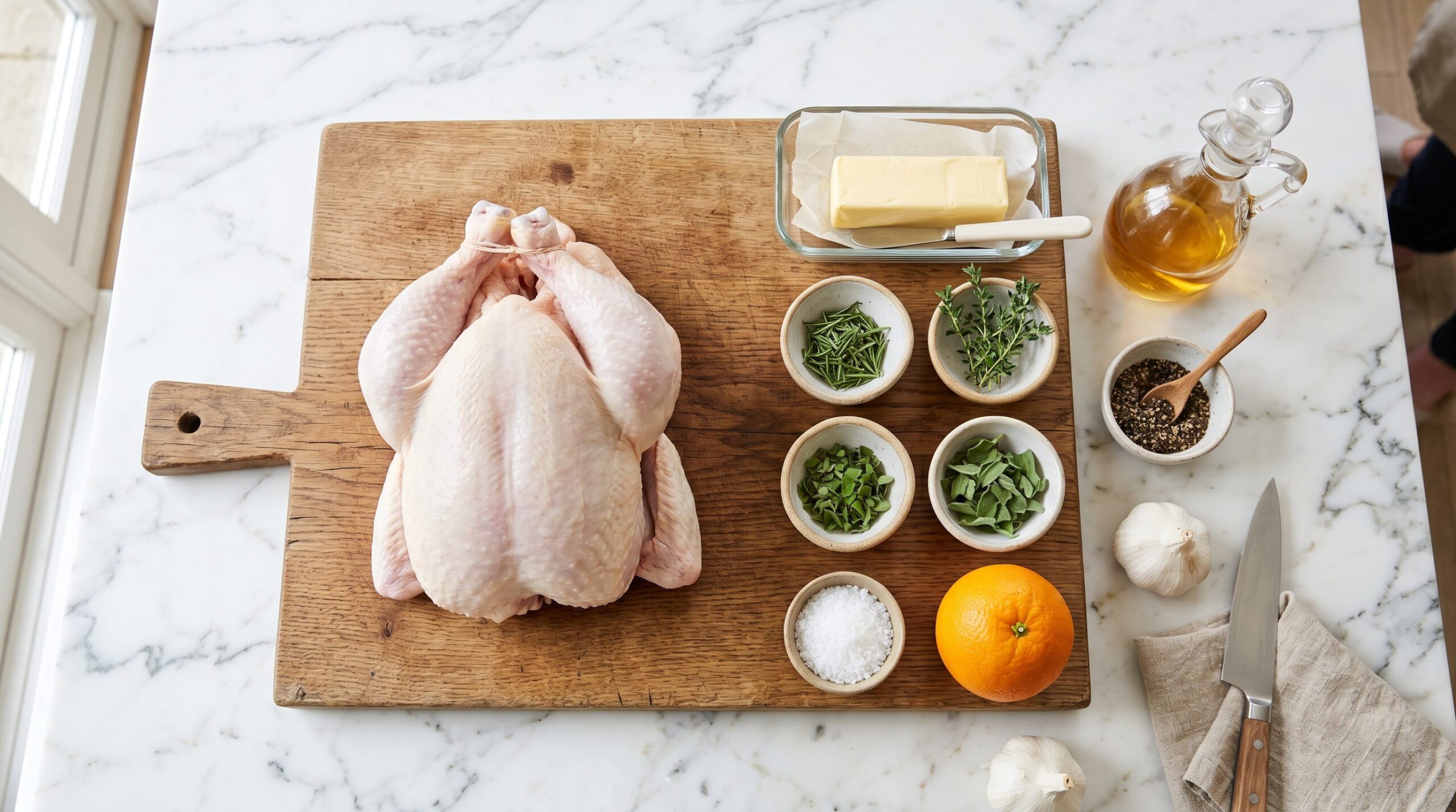 Herb Roasted Whole Chicken being prepared
