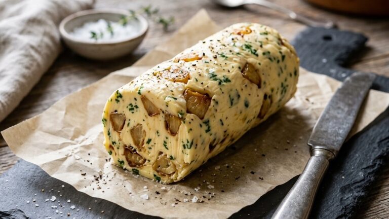 Stunning plated serving of Roasted Garlic Compound Butter, a chef-tested recipe by Chef Jorj Morgan.