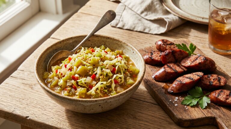 Stunning plated serving of Southern Chow-Chow Relish, a chef-tested recipe by Chef Jorj Morgan.
