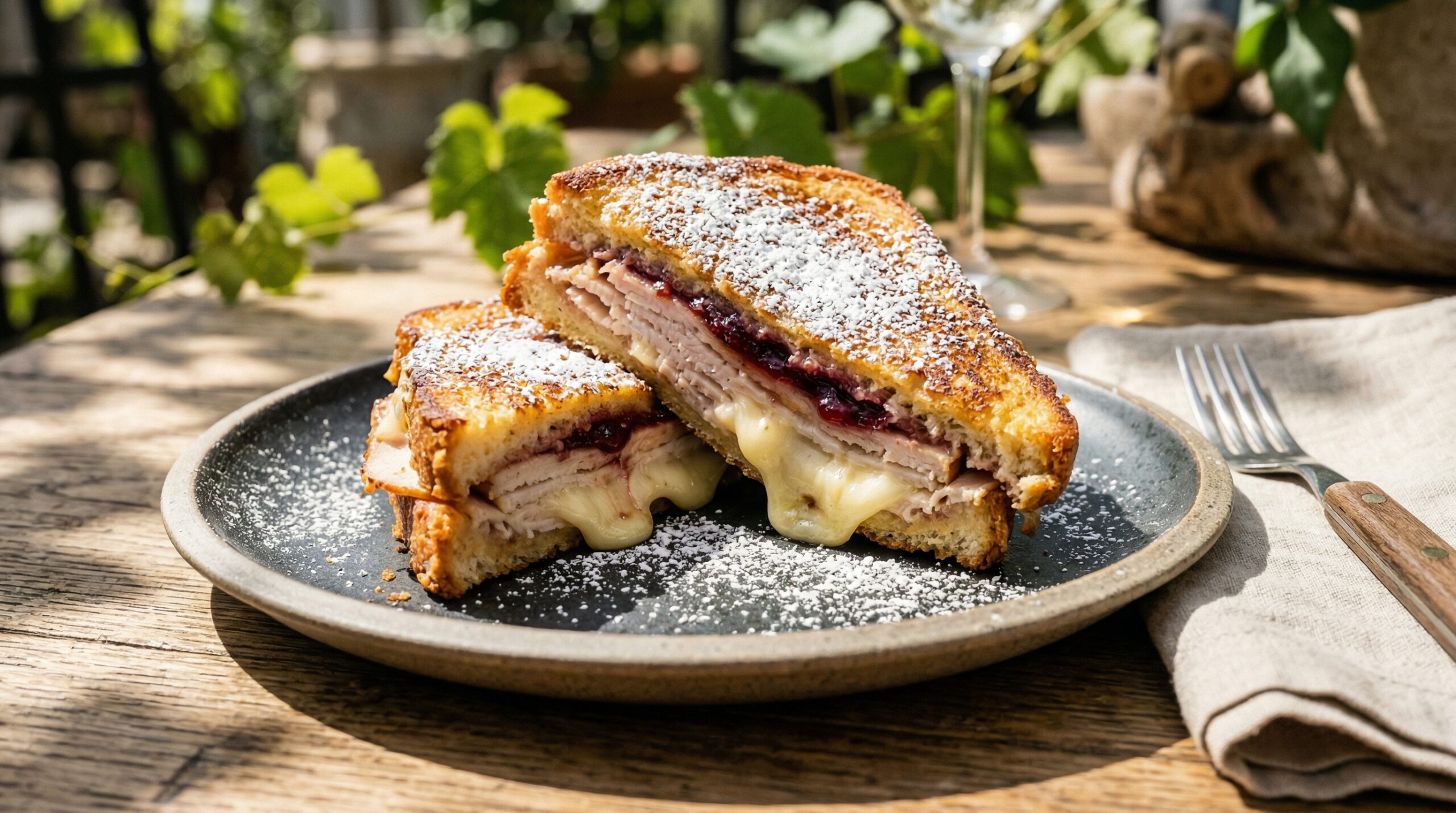 Stunning plated serving of Turkey and Cranberry Monte Cristo Sandwich, a chef-tested recipe by Chef Jorj Morgan.