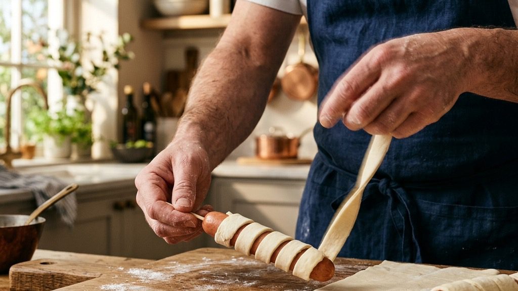 Upscale Puff Pastry Franks being prepared