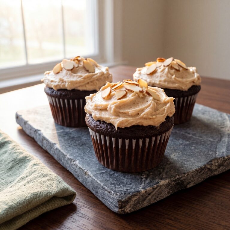Chocolate Cupcakes with Almond Butter-Cream Cheese Frosting