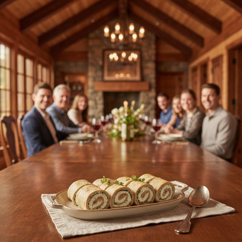 A gorgeous single-view lifestyle photo of freshly prepared Cream Cheese & Dill Pickle Ham Roll Ups.