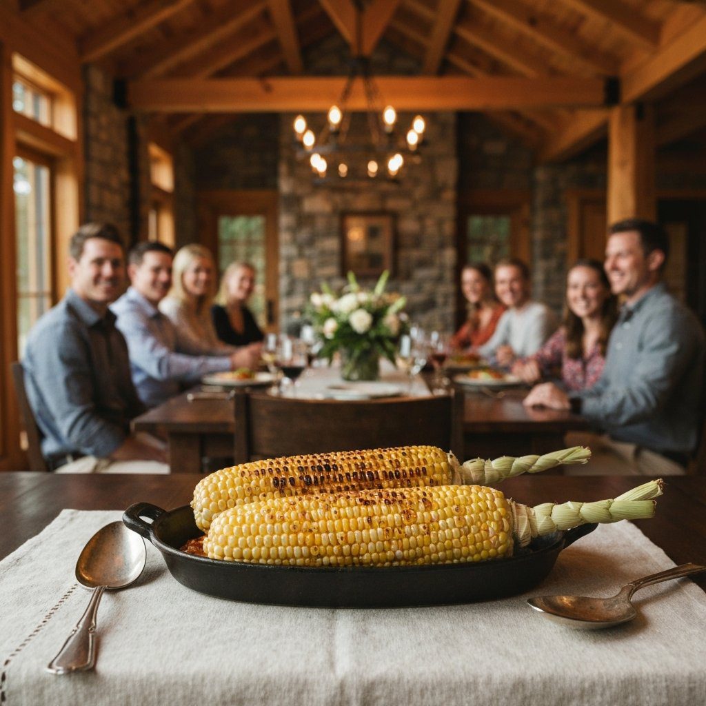 A gorgeous single-view lifestyle photo of freshly prepared Mexican Street Corn.