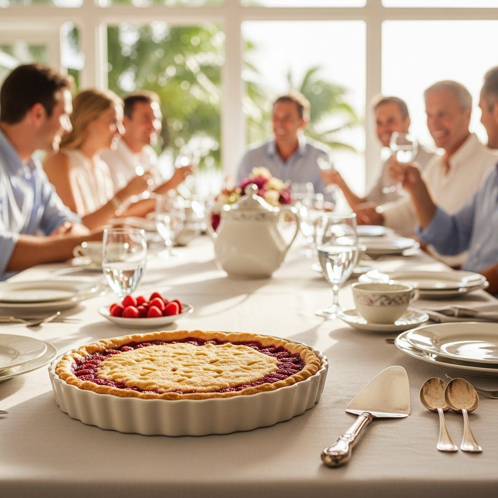 A gorgeous single-view lifestyle photo of freshly prepared Raspberry Shortbread Tart.