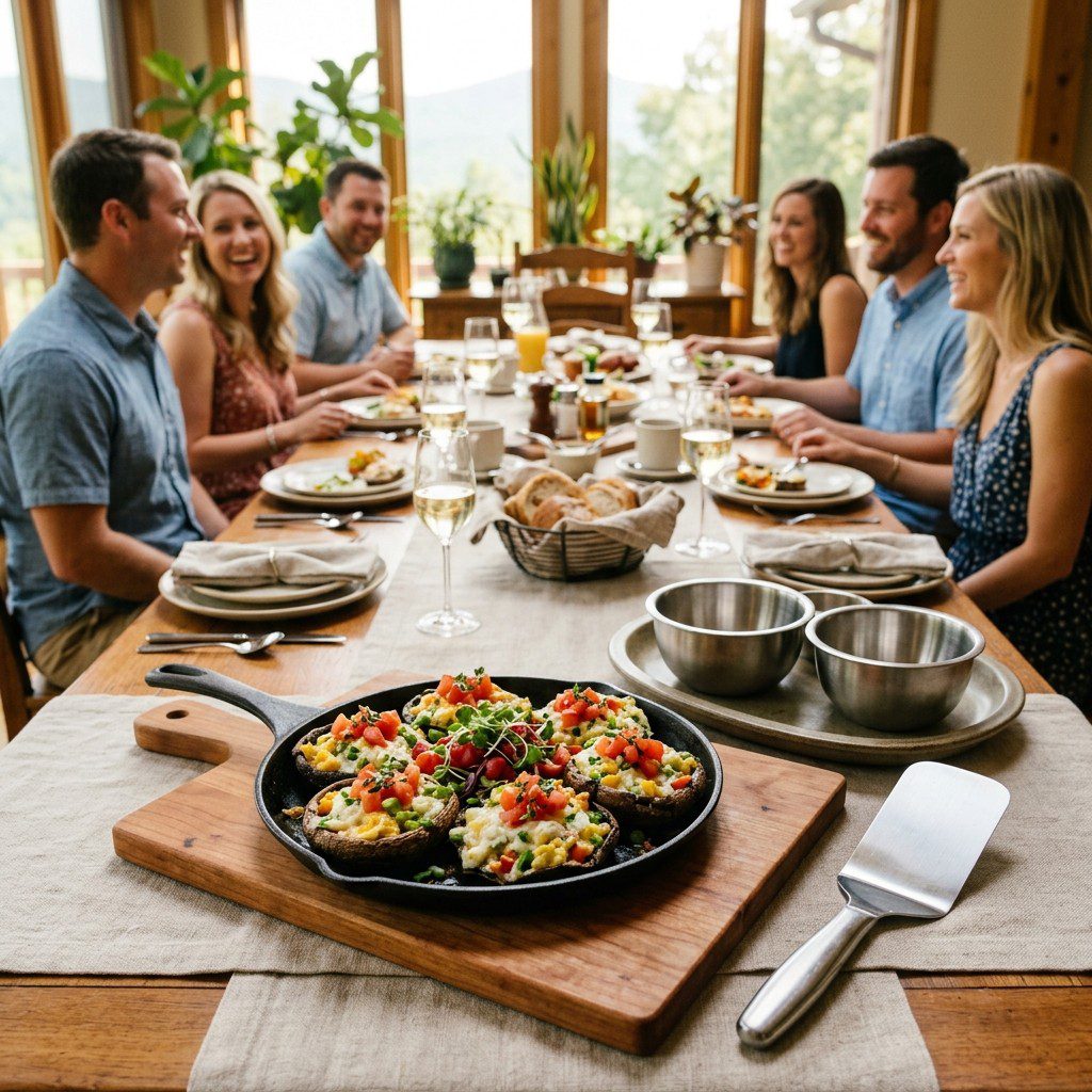 A gorgeous single-view lifestyle photo of freshly prepared Inside Out Egg White Omelet.
