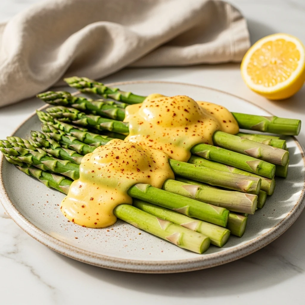 Asparagus with Hollandaise Sauce, a Vault recipe on the menu of Tide to Table