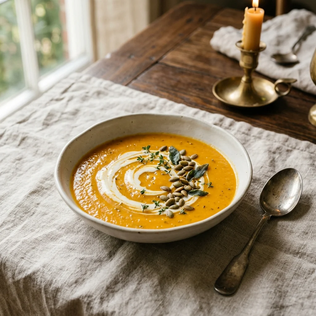 Butternut Squash Bisque, a Vault recipe on the menu of The Mad Hatter
