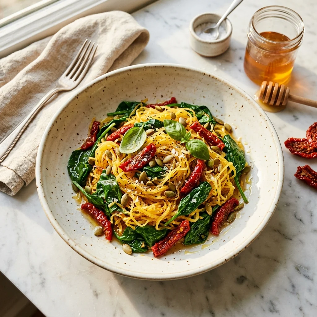 Honey Roasted Spaghetti Squash, a Vault recipe on the menu of Melting Moments