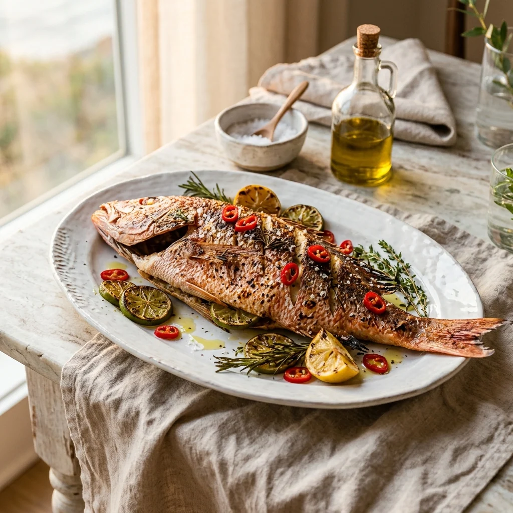 Whole Roasted Snapper, a Vault recipe on the menu of Tide to Table