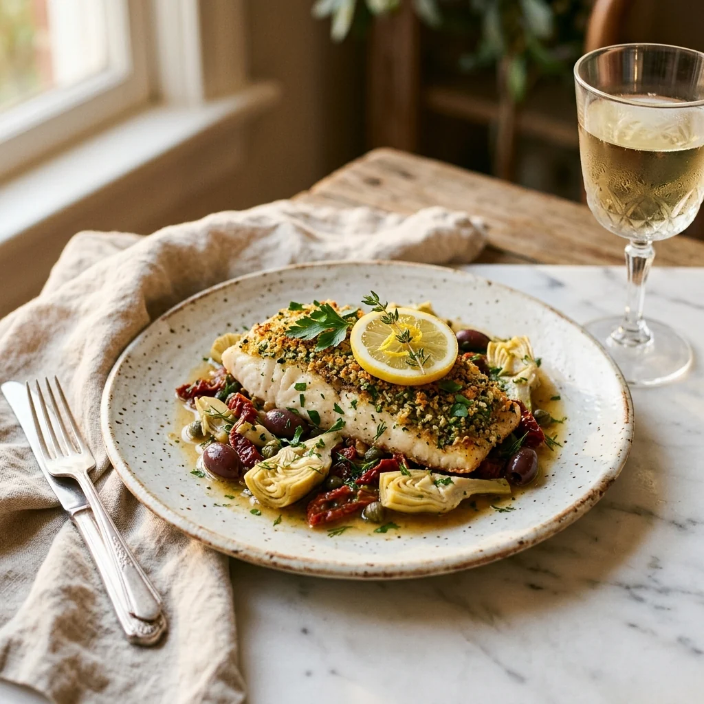 Sea Bass Provençale, a Vault recipe on the menu of Tide to Table