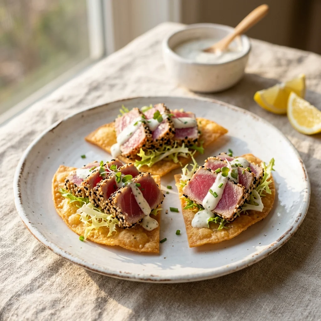Seared Tuna Nachos, a Vault recipe on the menu of Tide to Table