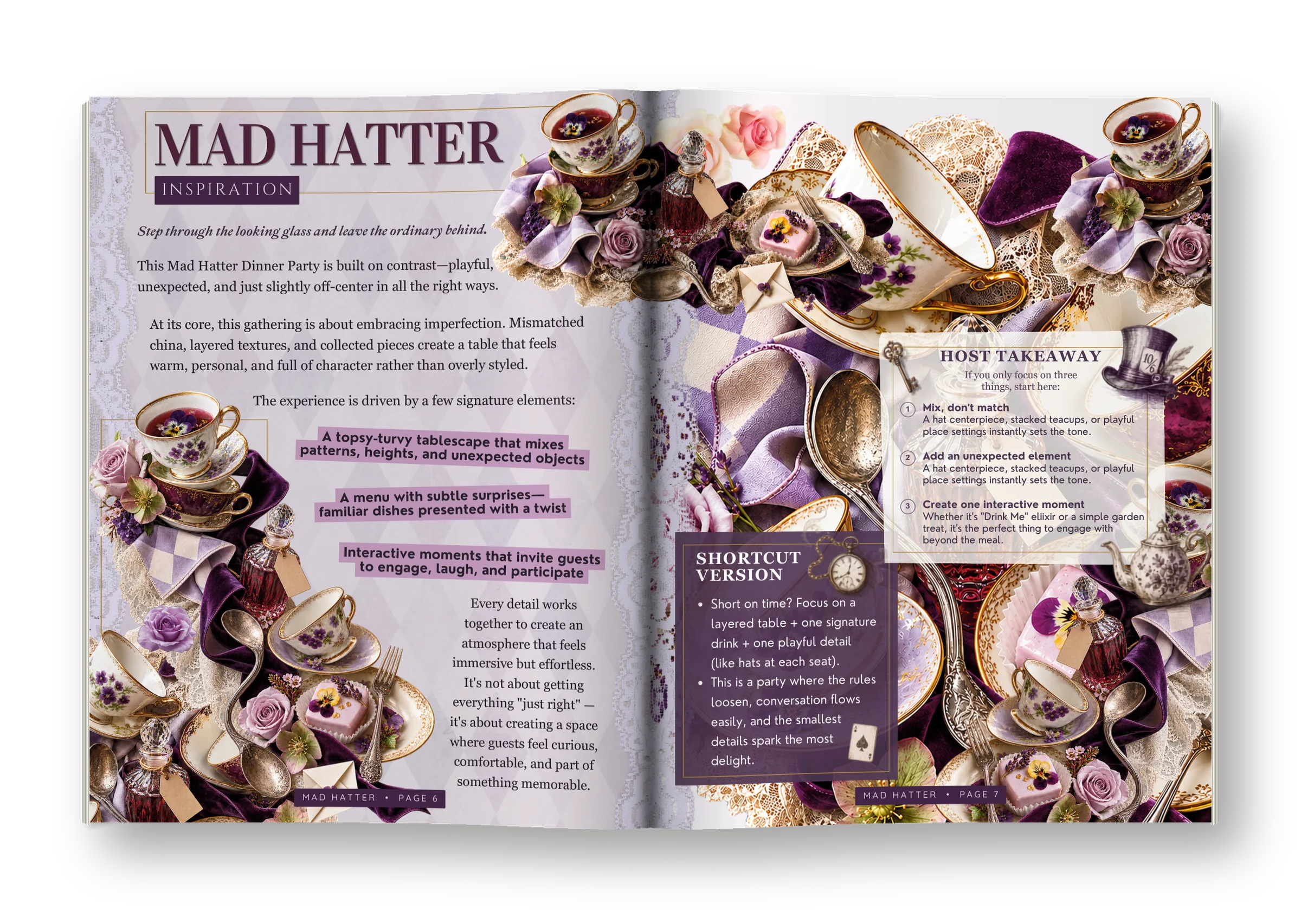 The Mad Hatter open to the Mad Hatter Inspiration pages