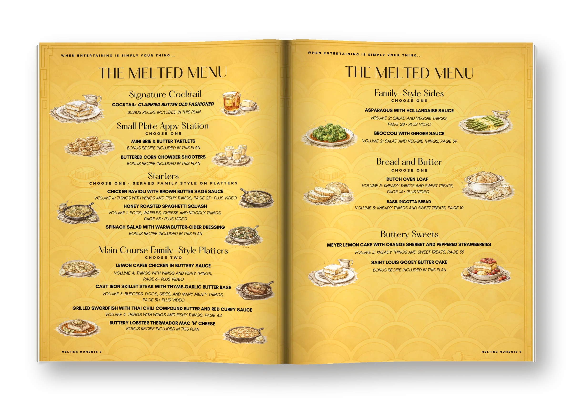 Melting Moments open to the Melted Menu pages