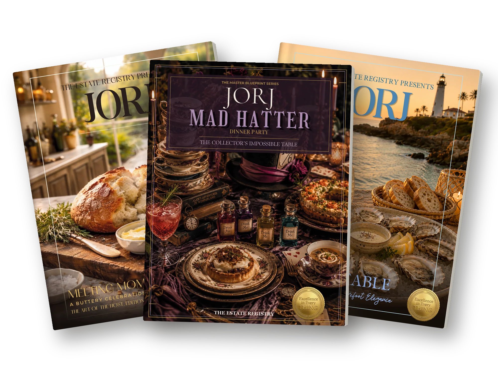 The three Estate Registry editions: The Mad Hatter, Tide to Table and Melting Moments